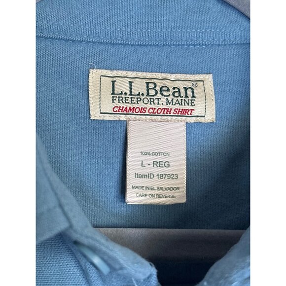 L.L. Bean Men's Chamois Shirt Size Large‎ Blue Outdoor Classic Soft Comfy - Picture 3 of 8